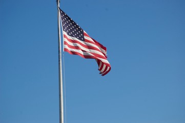 american flag on sky