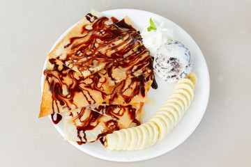 Crispy homemade roti - flat bread - thai halal dessert