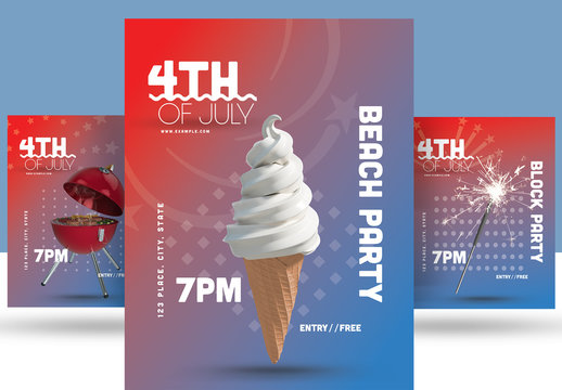 July 4th Party Flyer Set