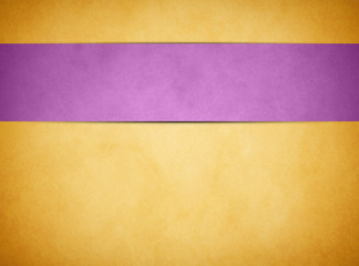 An elegant light gold parchment texture background with a textured purple banner ribbon raised above.