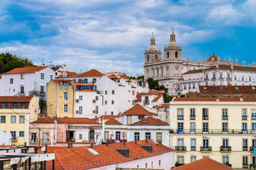 Naklejka na ściany i meble Lisbon, Portugal capital skyline at the Alfama.