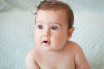 portrait of smiling 8 month old baby