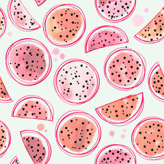 watercolor tropical exotic seamless pattern with dragon fruit