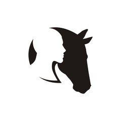 Stylish silhouette of a horse and man © Abundzu