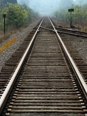 Fototapeta na wymiar Railroad tracks in rural Georgia.