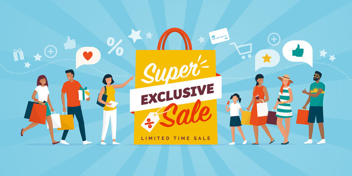 Exclusive Sale Discounts And People Shopping