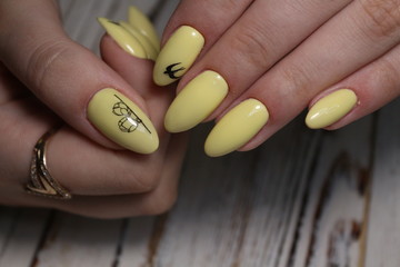 Beautiful yellow manicure