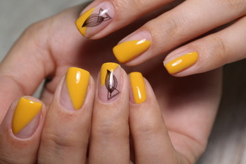 Beautiful yellow manicure