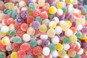 Fototapeta na wymiar Top view of colorful jelly bonbons