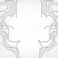 Circuit board grayscale tone futuristic digital technology communication system background template vector design. HUD element technology control panel texture illustration.
