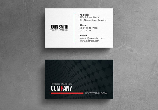 Business Card Layout with Black and Red Accents