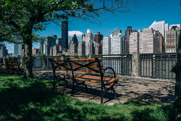 Midtown apartment buildings on east riverside view from Roosevelt Island