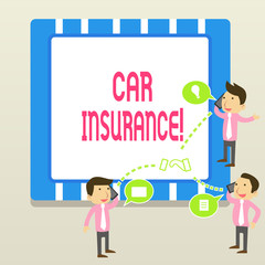 Word writing text Car Insurance. Business photo showcasing protection against financial loss in the event of an accident