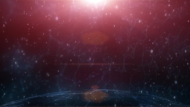 Artistic sunny digital cyberspace with binary numbers copy space background.