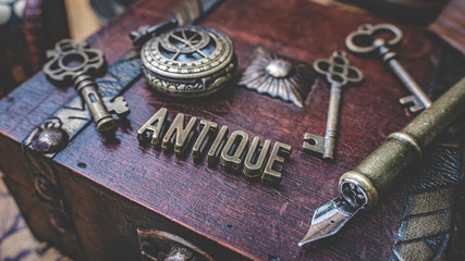 Antique Treasure Box With Old Collection