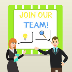 Handwriting text Join Our Team. Conceptual photo invite someone to work together for particular purpose target