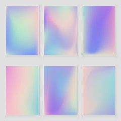 Fototapeta premium Abstract holographic iridescent foil texture set. Modern style