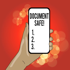 Writing note showing Document Safe. Business concept for keep your important paperwork and demonstratingal items protected