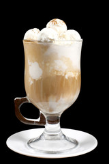 dairy ice cream in Cup on black background