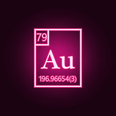 Periodic Table of Elements - aurum neon icon. Elements of Sciense set. Simple icon for websites, web design, mobile app, info graphics