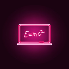 Laptop with Doodle and Text neon icon. Elements of Sciense set. Simple icon for websites, web design, mobile app, info graphics