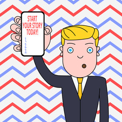 Text sign showing Start Your Story Today. Business photo showcasing work hard on yourself and begin from this moment