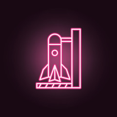 Rocket neon icon. Elements of Space set. Simple icon for websites, web design, mobile app, info graphics