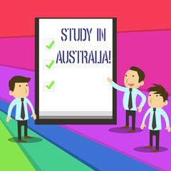 Word writing text Study In Australia. Business photo showcasing going into foreign country order complete your studies