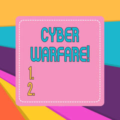 Word writing text Cyber Warfare. Business photo showcasing activity of using the internet to attack a country s is computers