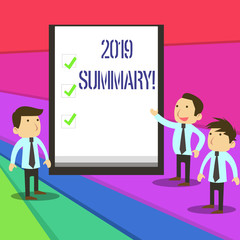 Word writing text 2019 Summary. Business photo showcasing summarizing past year events main actions or good shows