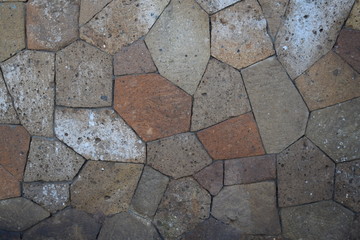 Closeup of tufa wall, irregular stone