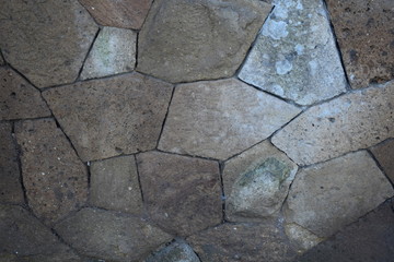 Closeup of tufa wall, irregular stone
