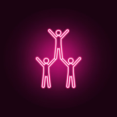 team work lift member of team neon icon. Elements of Team work set. Simple icon for websites, web design, mobile app, info graphics