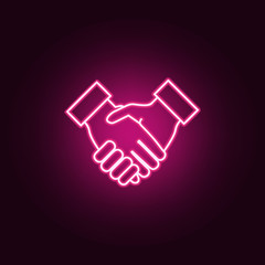 Hold hand neon icon. Elements of Team work set. Simple icon for websites, web design, mobile app, info graphics