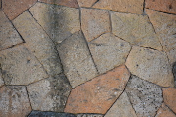 Closeup of tufa wall, irregular stone