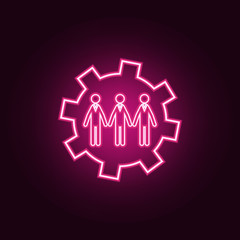 Teamwork gear neon icon. Elements of Team work set. Simple icon for websites, web design, mobile app, info graphics