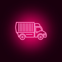 Truck neon icon. Elements of Transport set. Simple icon for websites, web design, mobile app, info graphics