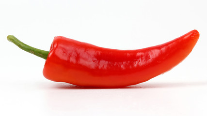  red hot peppers on white background