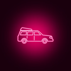 family car neon icon. Elements of Transport set. Simple icon for websites, web design, mobile app, info graphics