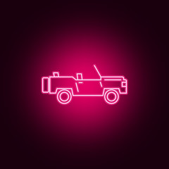 army 4x4 car neon icon. Elements of Transport set. Simple icon for websites, web design, mobile app, info graphics