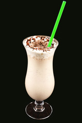 milkshake with chocolate on a black background