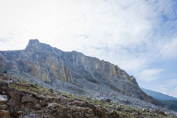 Tebing Soni is one of the favorite place to visit on mount Papandayan. Landscape of active mountain on Garut. Papandayan Mountain is one of the favorite place to hike on Garut.