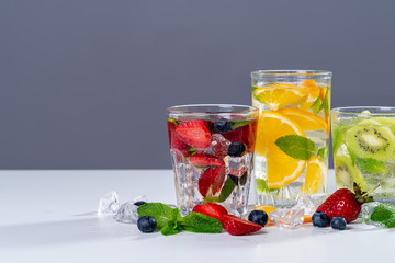 detox smoothies of fresh fruits and vegetables