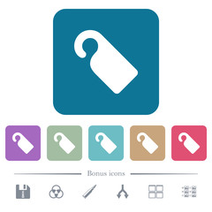 Do not disturb sign flat icons on color rounded square backgrounds