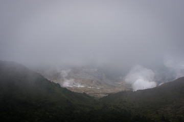 A thick fog on the summit of mount Papandayan. Papandayan Mountain is one of the favorite place to hike on Garut.