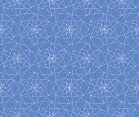 White and blue seamless linear abstract geometrical lattice pattern background for fabric, wallpaper, scrapbooking projects or backgrounds.