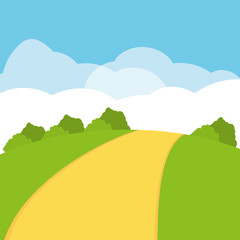 Obraz premium landscape road field sky