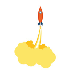 rocket taking off in white background