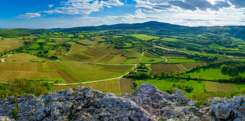 Panoramic landscape from the Rock of Solutre