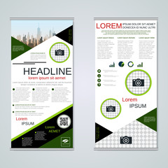 Modern roll-up business banners vector template 